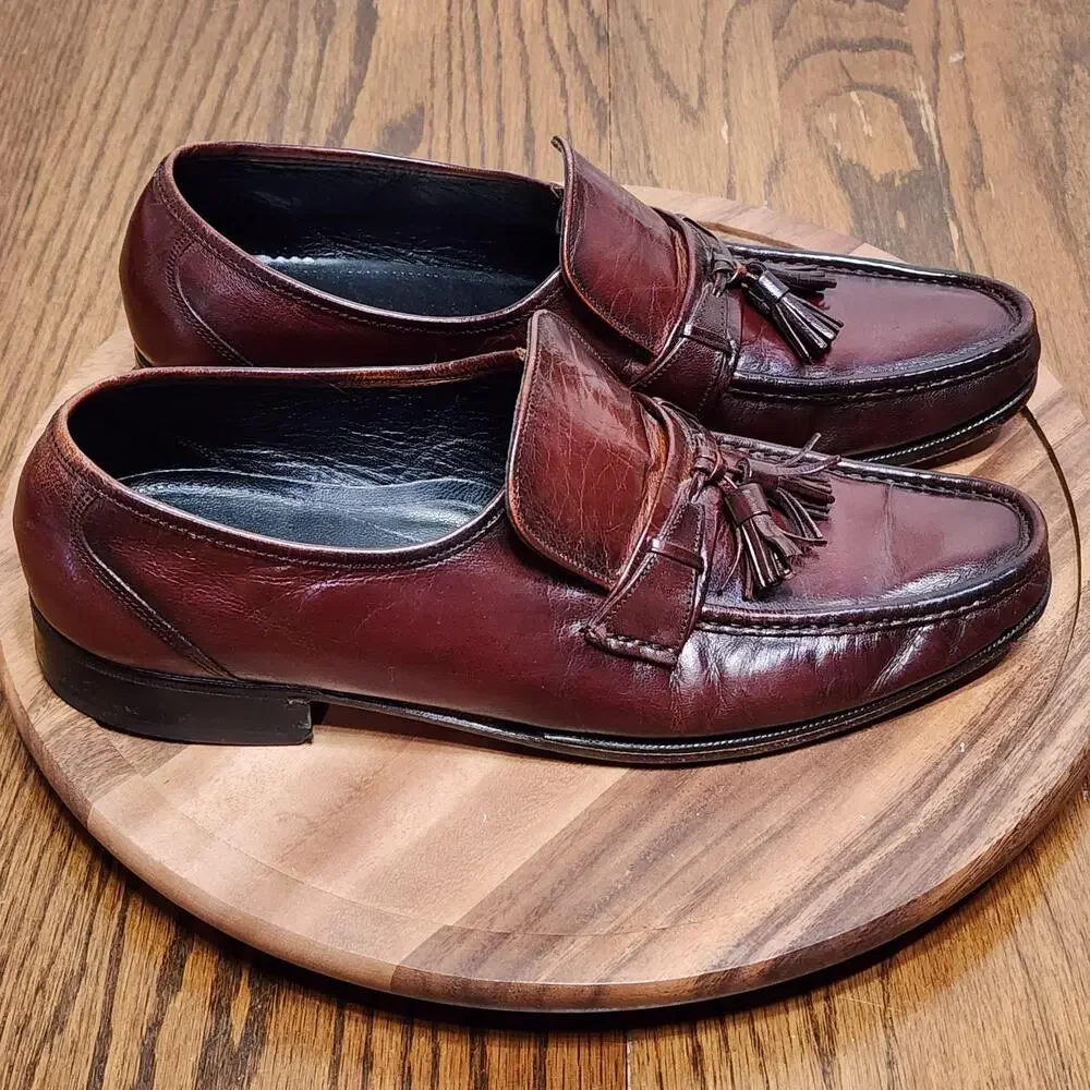 Florsheim Dress Shoes Mens Size 11 F Brown Leather Tassel Slip On Square Toe